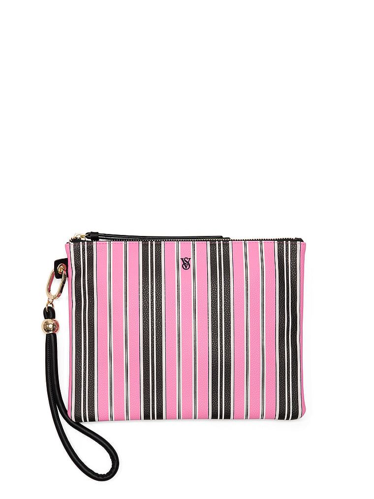 Pink and Black Stripe Set de trei portfarduri cu baretă de mână
