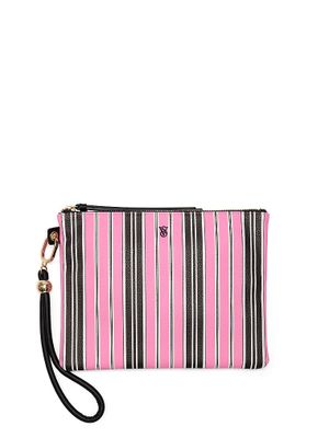 Pink and Black Stripe Set de trei portfarduri cu baretă de mână