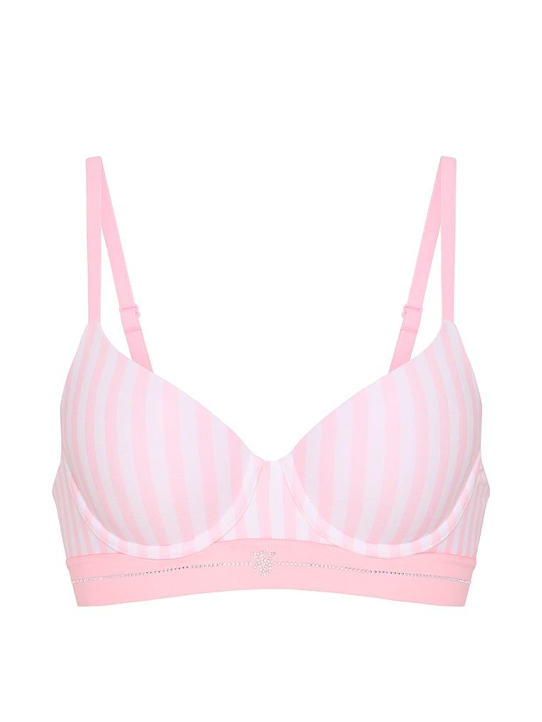 Sutien din bumbac ușor căptușit, Signature Shine Demi. Produsul are o culoare cu model și provine din colecția de tricouri.