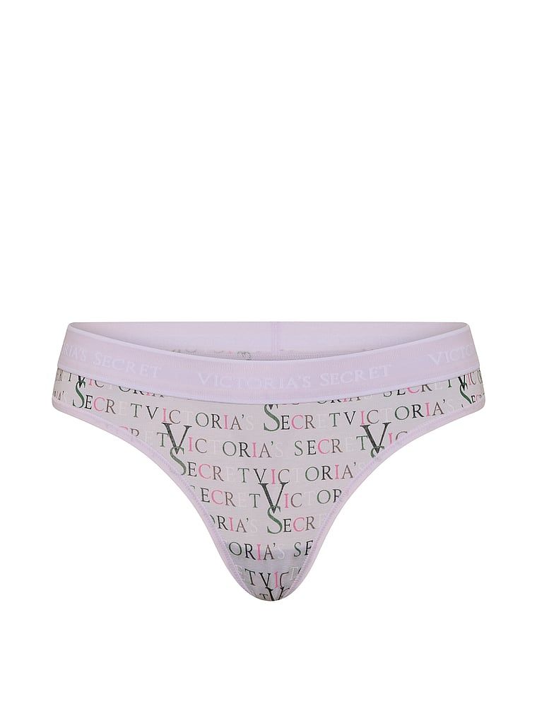 Tanga de bumbac cu logo la talie. Produsul are imprimeu color și provine din colecția Bumbac.