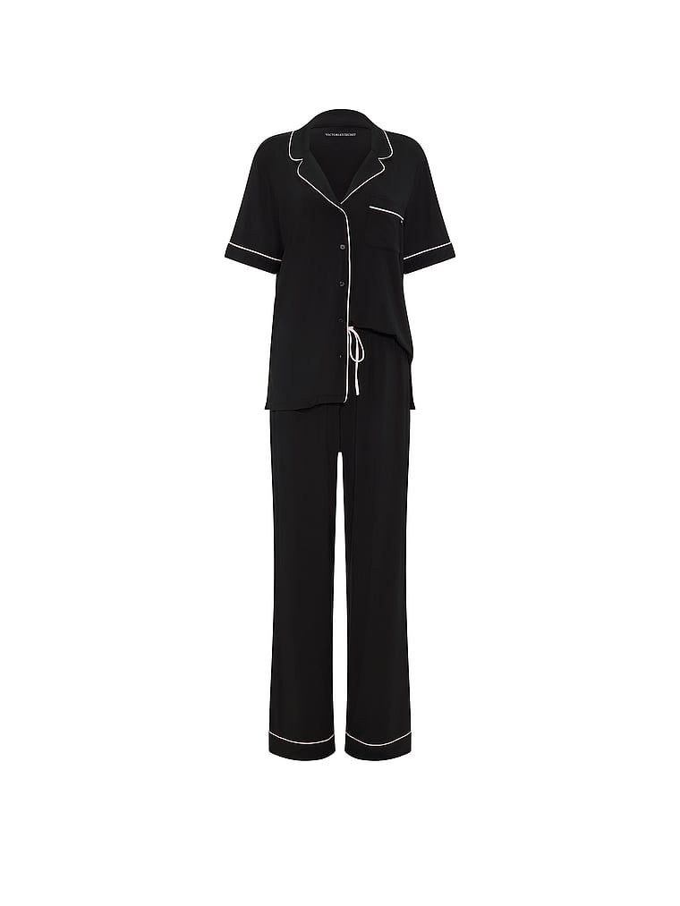 Pijamale modale cu mâneci scurte și pantaloni lungi SoSoft. Produsul este negru și provine din colecția Victoria's Secret.