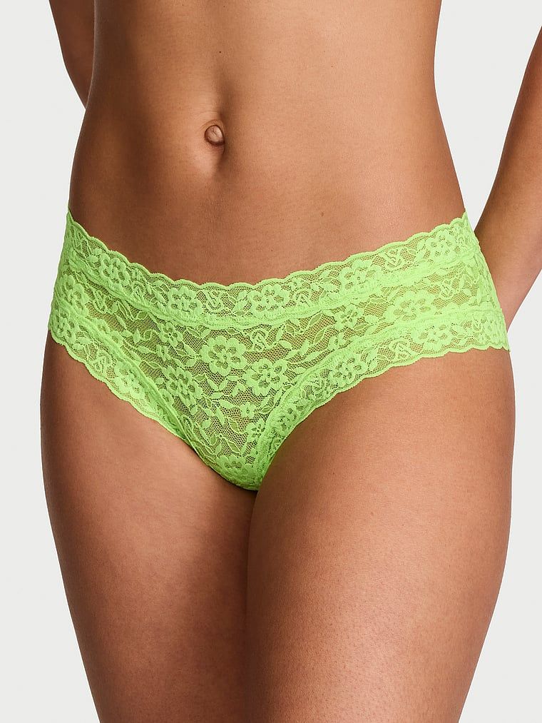 Chiloți din dantelă cu bretele la spate Blossom Cheeky. Produsul este de culoare verde și provine din colecția Lacie.