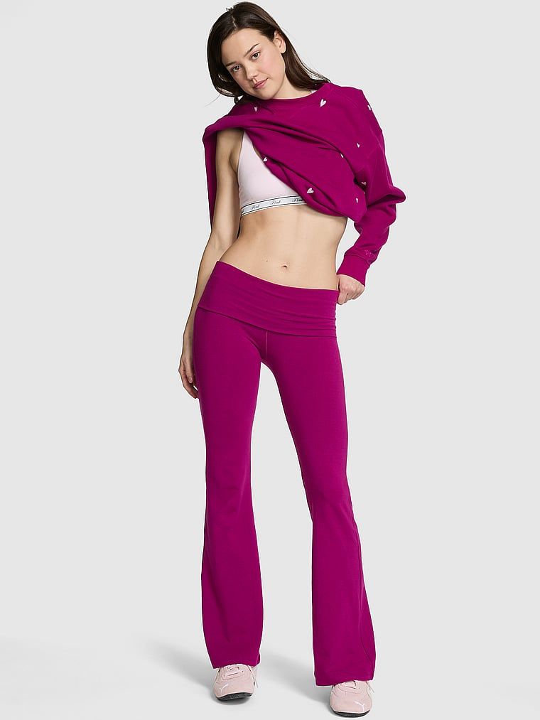 Colanți All-Day Cotton cu talie pliabilă, evazați