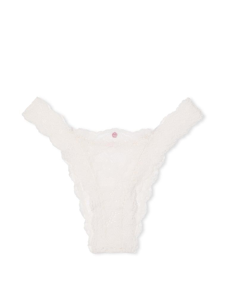 Chiloți brazilieni din dantelă. Produsul este alb și provine din colecția Dream Angels.