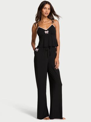 Victoria's Secret Set din modal moale cu top Cami cu fundă și pantaloni evazați