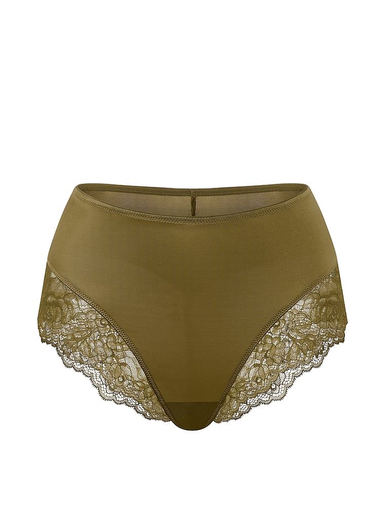 Chiloți cu talie înaltă și dantelă Smooth Lace-Trim. Produsul este de culoare verde și provine din colecția Very Sexy.