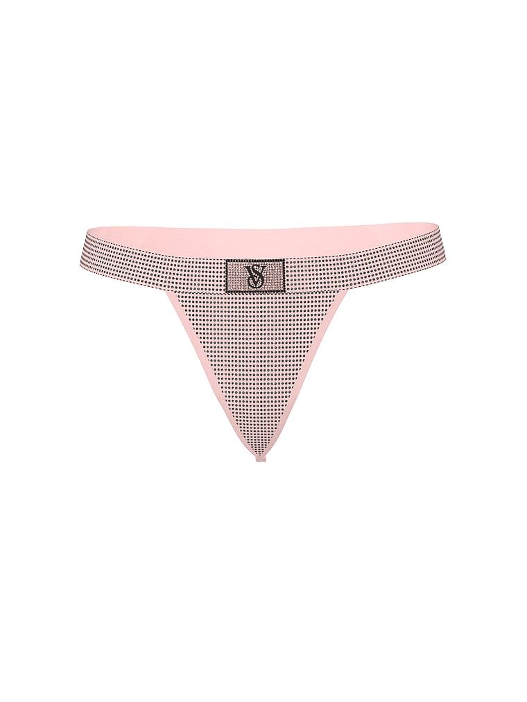 Tanga din bumbac cu paiete și logo Shine strălucitor. Produsul este de culoare roz și provine din colecția Cottumbac.