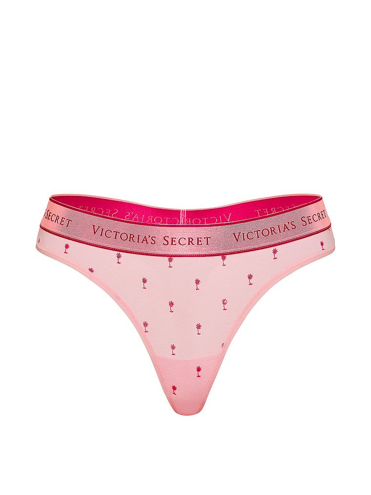 Tanga de bumbac cu logo la talie. Produsul este modelat și provine din colecția Bumbac.