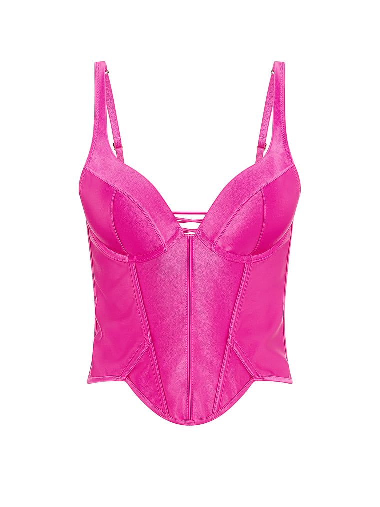 Corset push-up din satin. Produsul este roz și provine din colecția Very Sexy.