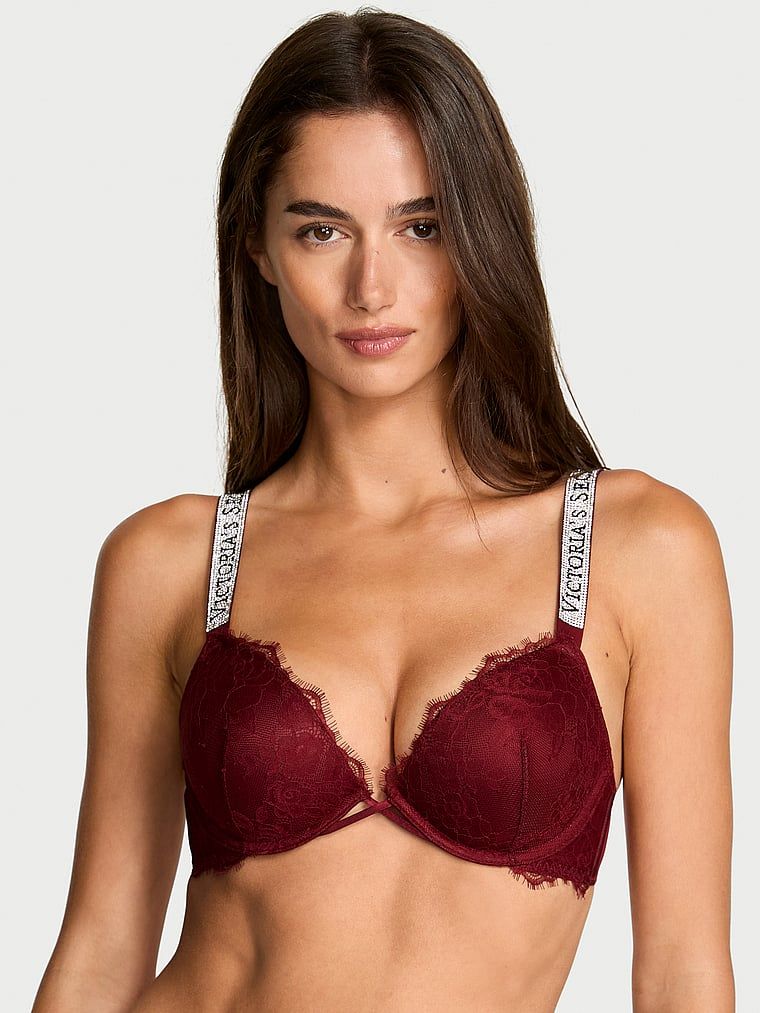 Very Sexy Sutien Push-Up din dantelă Shine Strap