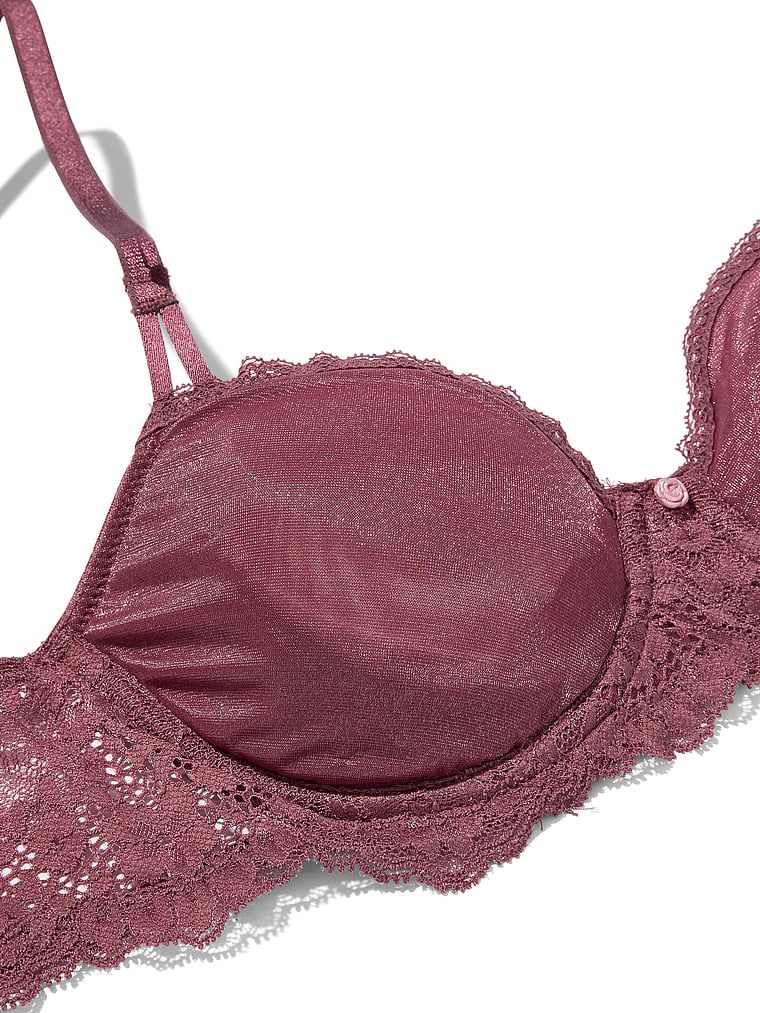 Wicked Sheer Shimmer sutien balconette fără căptușeală. Produsul este roz și provine din colecția Dream Angels.