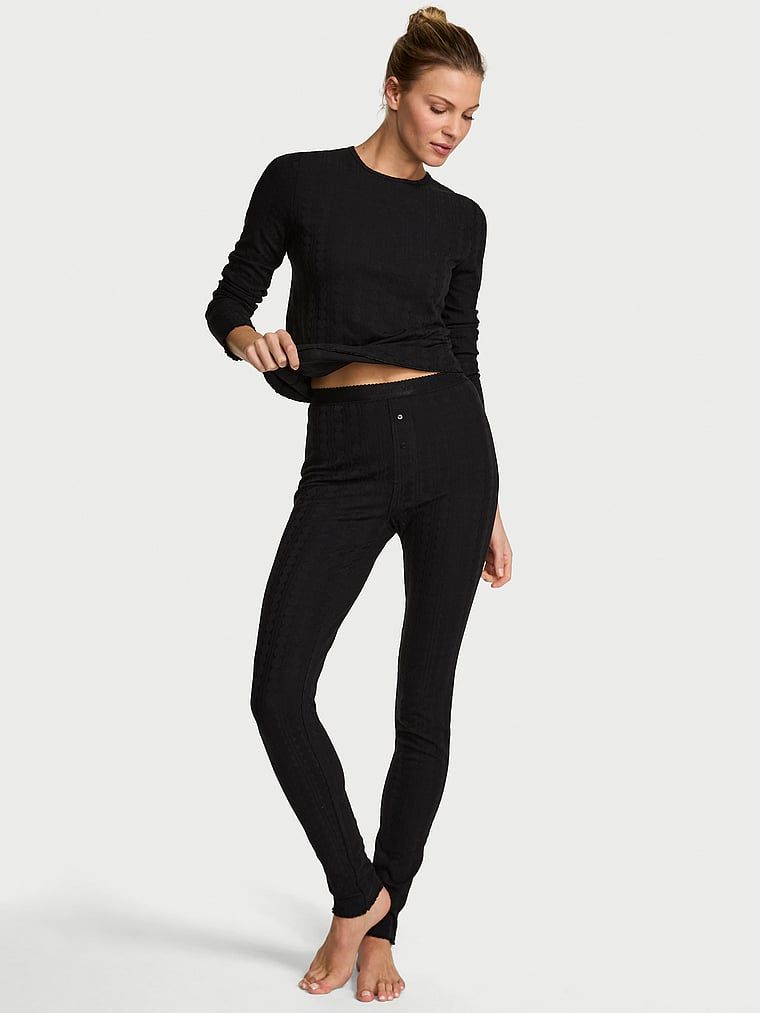 Victorias Secret Set pijama lungă Pointelle cu inimi