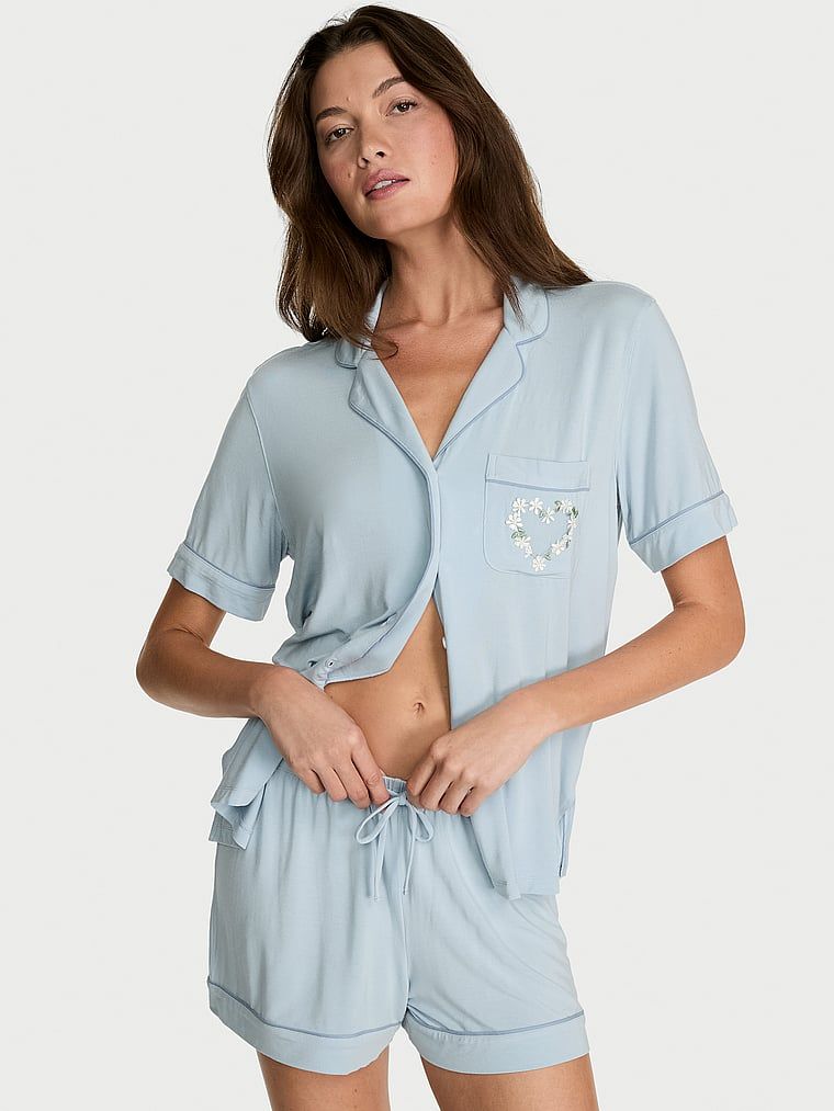 Victoria's Secret Set pijama SoSoft scurtă cu margarete, din modal