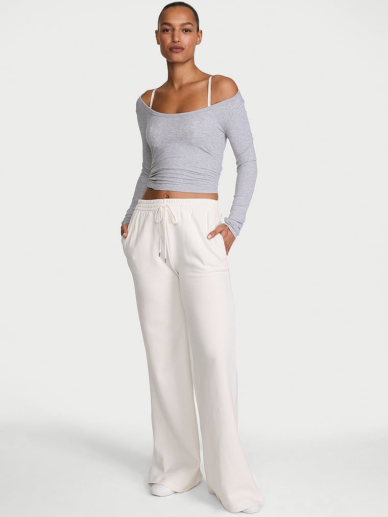 Pantaloni de trening din bumbac pentru mireasă Mireasa iconică. Produsul este alb și provine din colecția Angel Essentials.