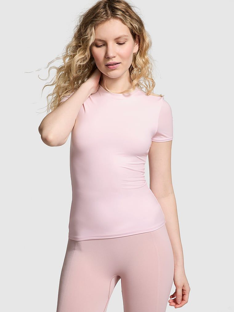 PINK Tricou cu mâneci scurte și bază elastică