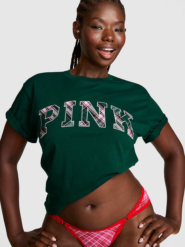 PINK Tricou Campus Cotton cu mânecă scurtă