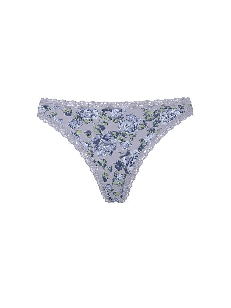 Tanga de bumbac cu dantelă pe margini: talie din dantelă. Produsul are un model floral și provine din colecția Lace Trim.