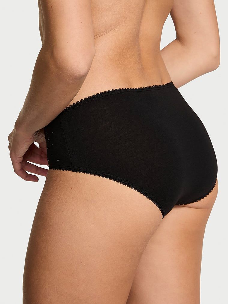 Chiloți din bumbac cu paiete Sparkle Hiphugger. Produsul este negru și provine din colecția Victoria's Secret.