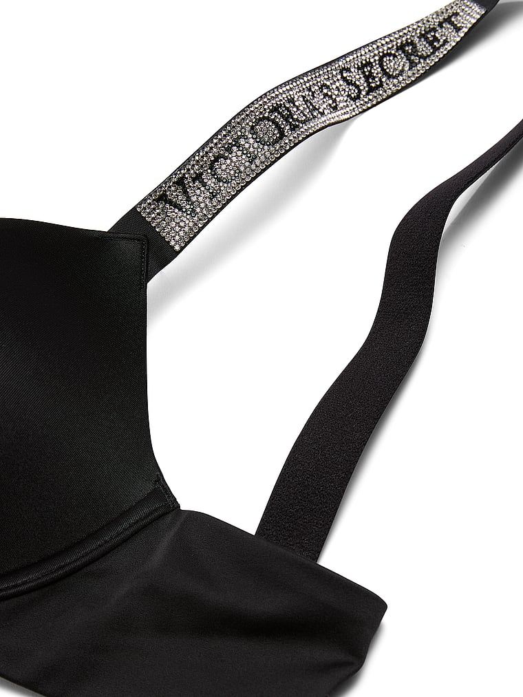 Sutien ușor căptușit cu bretele Shine Strap Demi lucioase. Produsul este negru și provine din colecția Very Sexy.