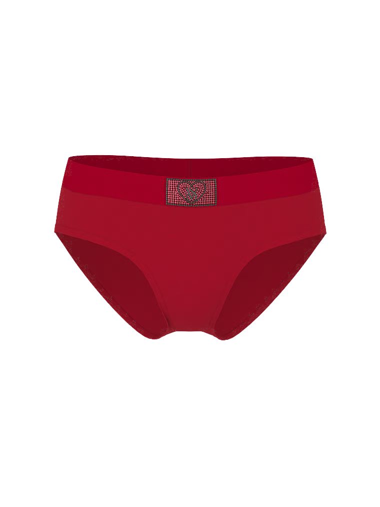 Chiloți de bumbac cu logo-ul lucios Heart Shine Patch Hiphugger. Produsul este roșu și provine din colecția Bumbac.