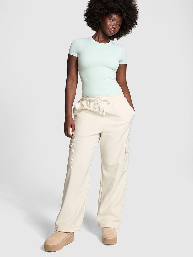 Pantaloni cargo din țesătură periată