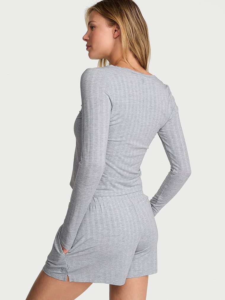 Bluză modală de somn SoSoft Ultra-Fine. Produsul este de culoare gri și provine din colecția Victoria's Secret.