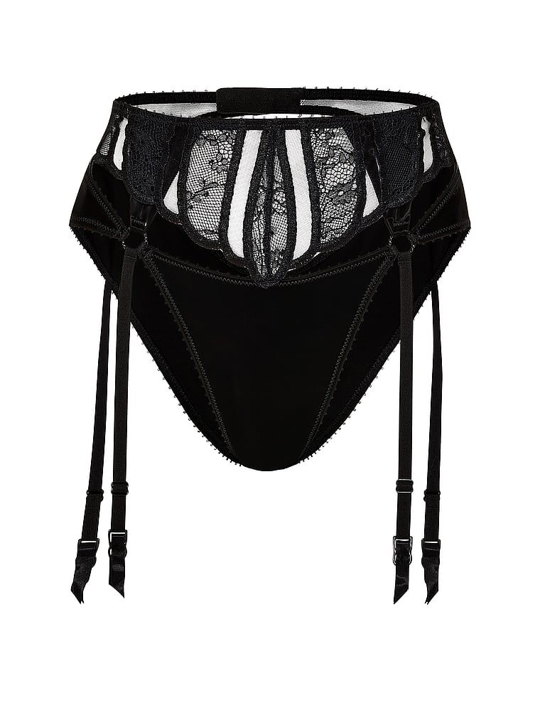 Chiloți cu jartiertieră Sex-Ray. Produsul este modelat și provine din colecția Very Sexy.