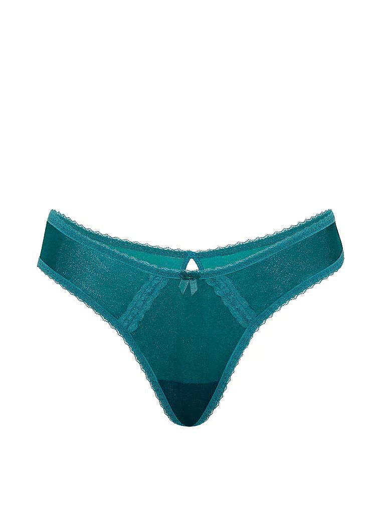 Chiloți brazilieni strălucitori cu decupaje în spate Sheer Shimmer Brazilian. Produsul este albastru și provine din colecția Dream Angels.