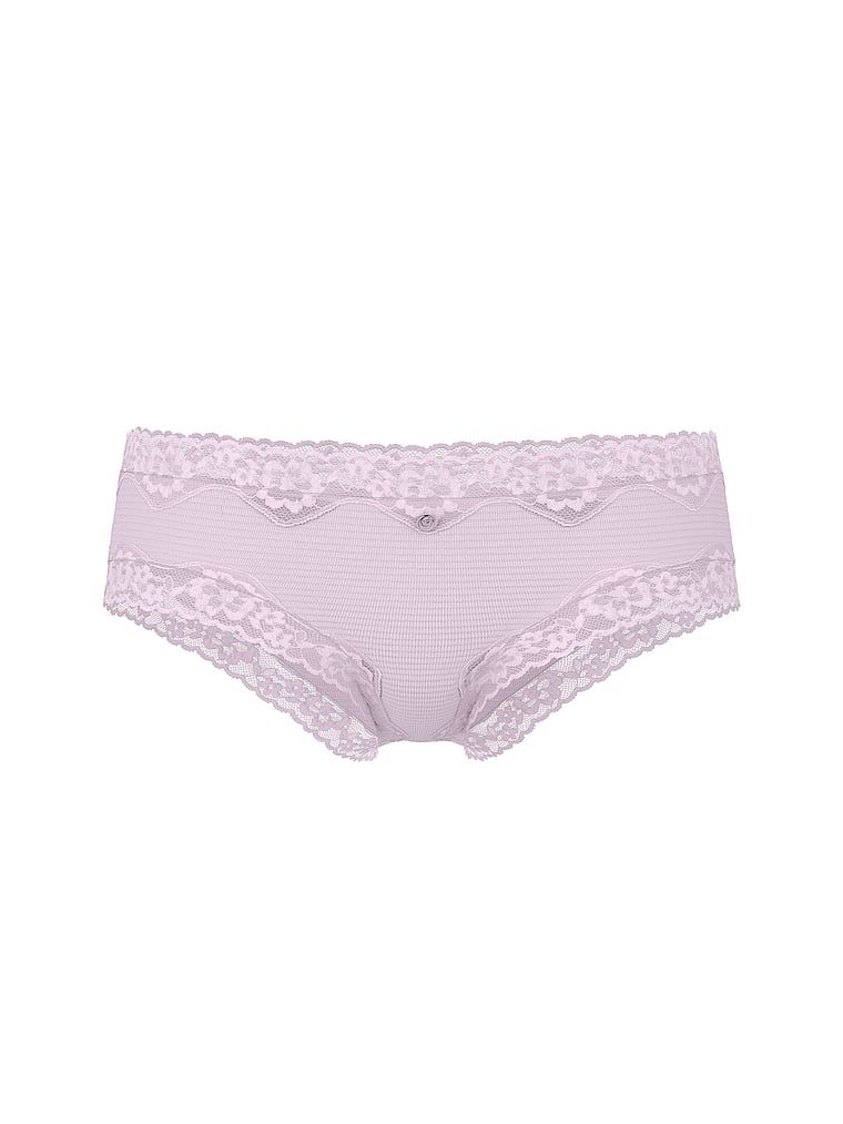 Chiloți de bumbac cu dungi cu dantelă pe margini Cheeky. Produsul este de culoare violet și provine din colecția Lace Trim.