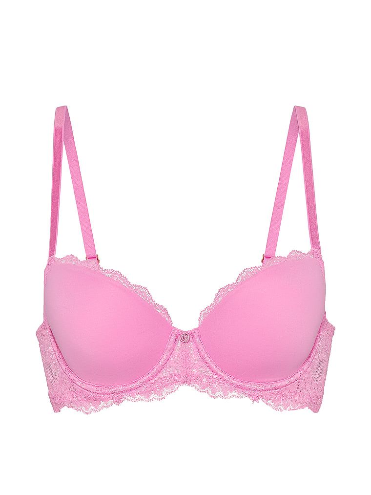 Sutiene ușor căptușit cu dantelă Lace Demi. Produsul este roz și provine din colecția Dream Angels.