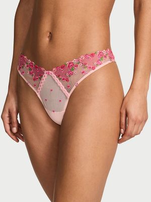 Dream Angels Chiloți Tanga cu broderie cu inimi și trandafiri
