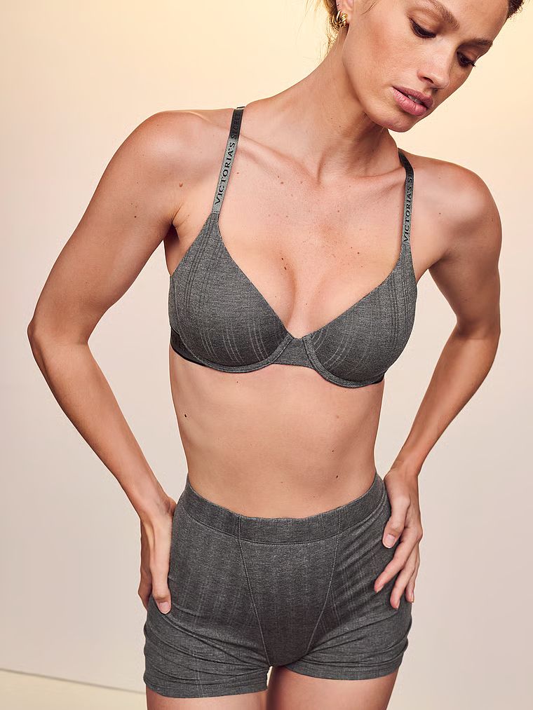 Sutien ușor căptușit din modal Ultra-Fine Demi. Produsul este gri și provine din colecția Body by Victoria.