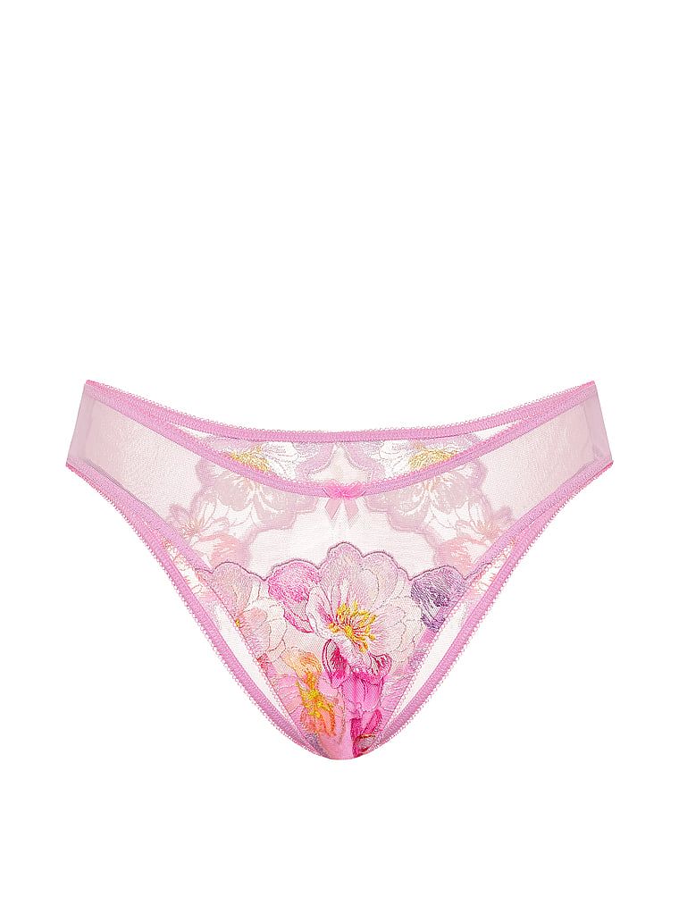 Chiloți brazilieni cu broderie în acuarelă. Produsul este modelat și provine din colecția Dream Angels.