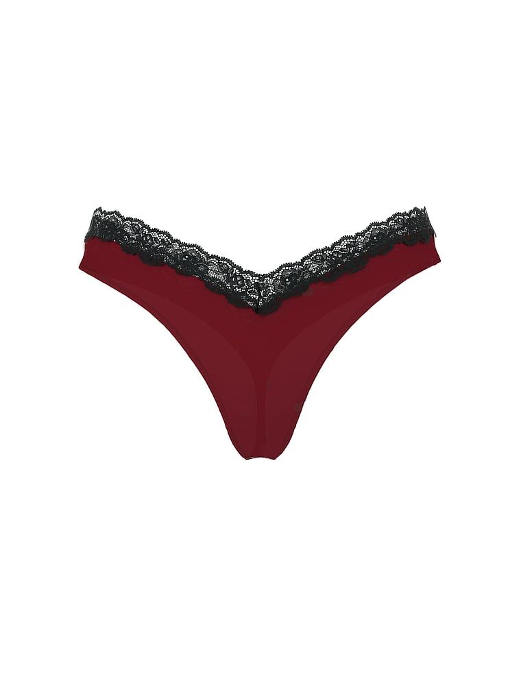Tanga cu dantelă și picioare înalte, picior înalt cu margine din dantelă. Produsul este roșu și provine din colecția Very Sexy.