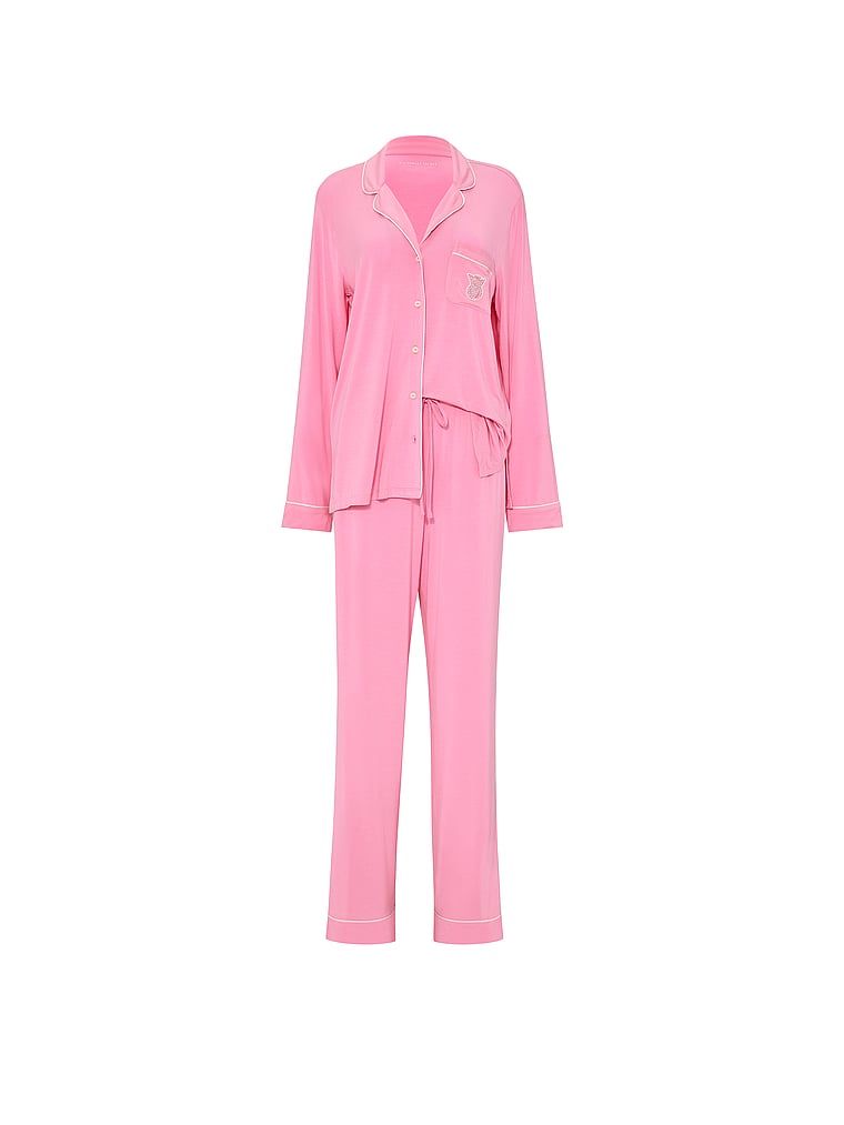 Pijamale lungi făcute din SoSoft modal. Produsul este roz și provine din colecția Victoria's Secret.
