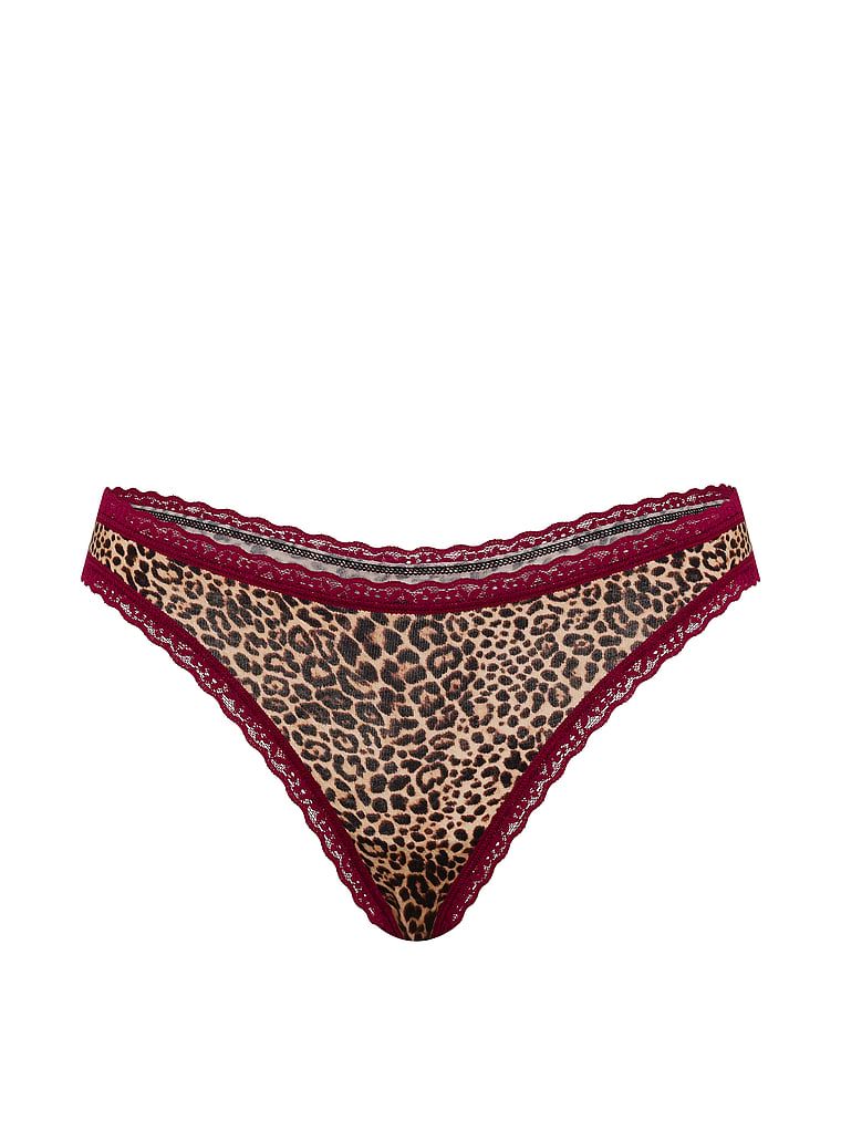 Tanga de bumbac cu dantelă pe margini: talie din dantelă. Produsul are o culoare cu model și provine din colecția Lace Trim.