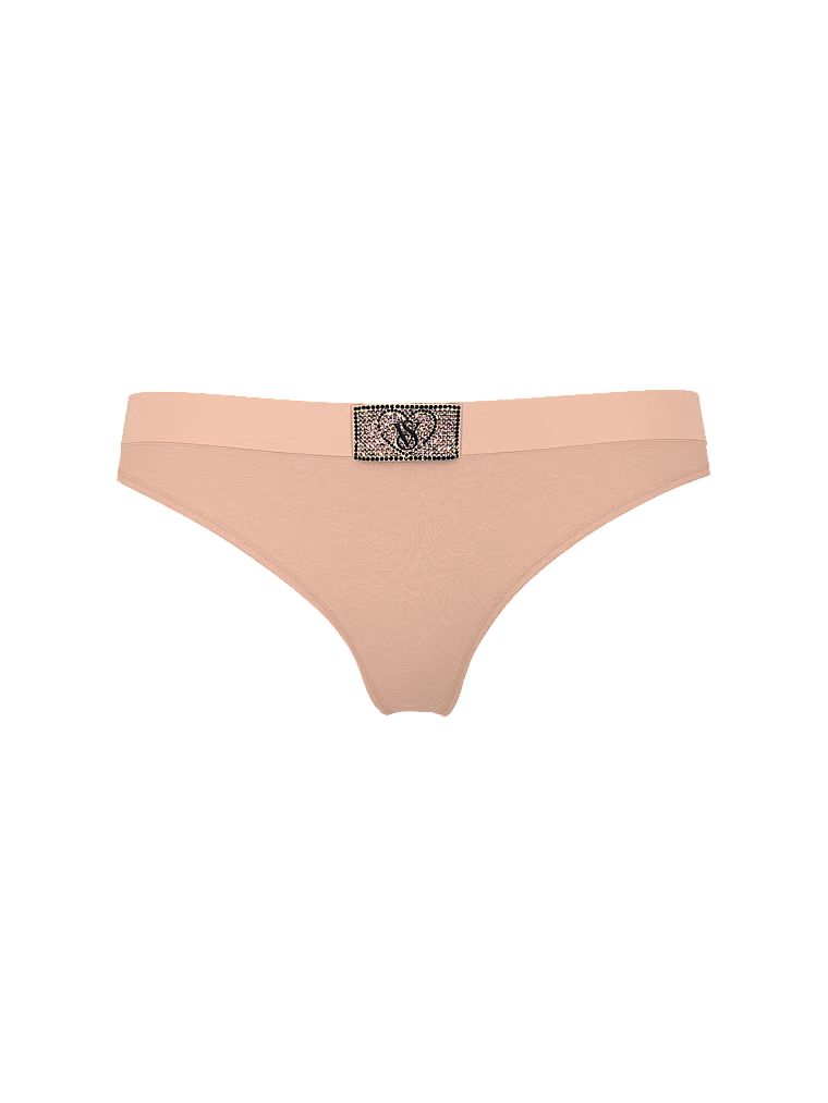 Tanga de bumbac cu logo-ul lucios Heart Shine Patch. Produsul este roz și provine din colecția Bumbac.
