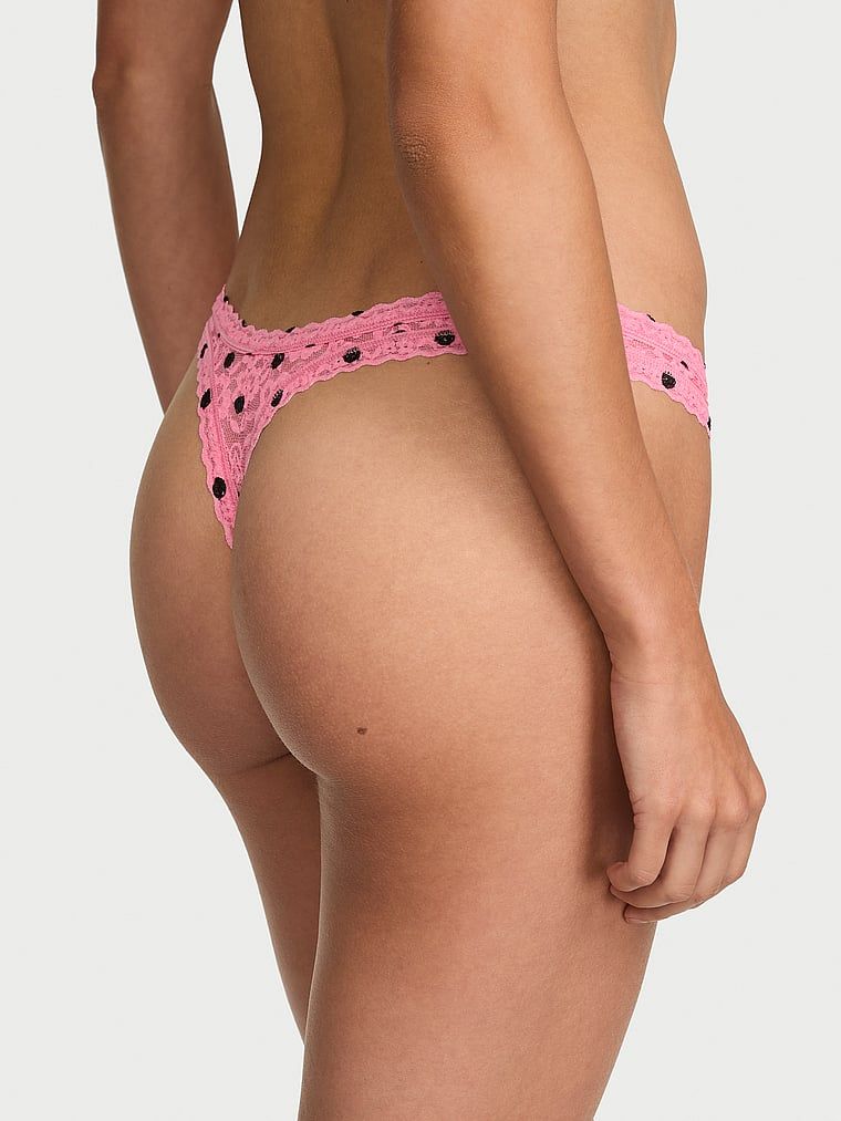 Tanga Ultra-Mini Scoop din dantelă. Produsul are imprimeu color și provine din colecția Lacie.