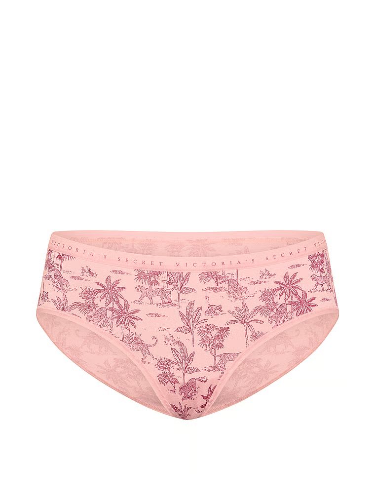 Chiloți din bumbac cu hiphugger. Produsul este modelat și provine din colecția Victoria's Secret.