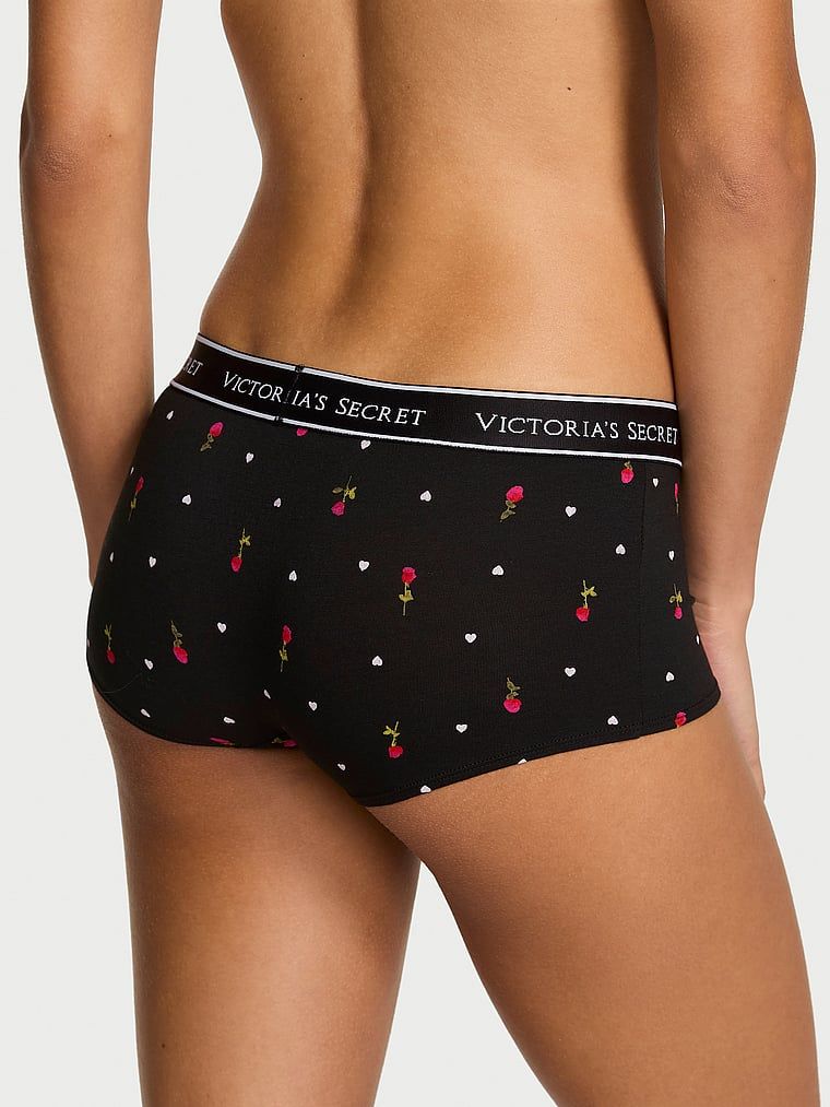 Pantaloni scurți din bumbac cu logo-ul la talie Boyshort. Produsul are o culoare florală și provine din colecția Bumbac.