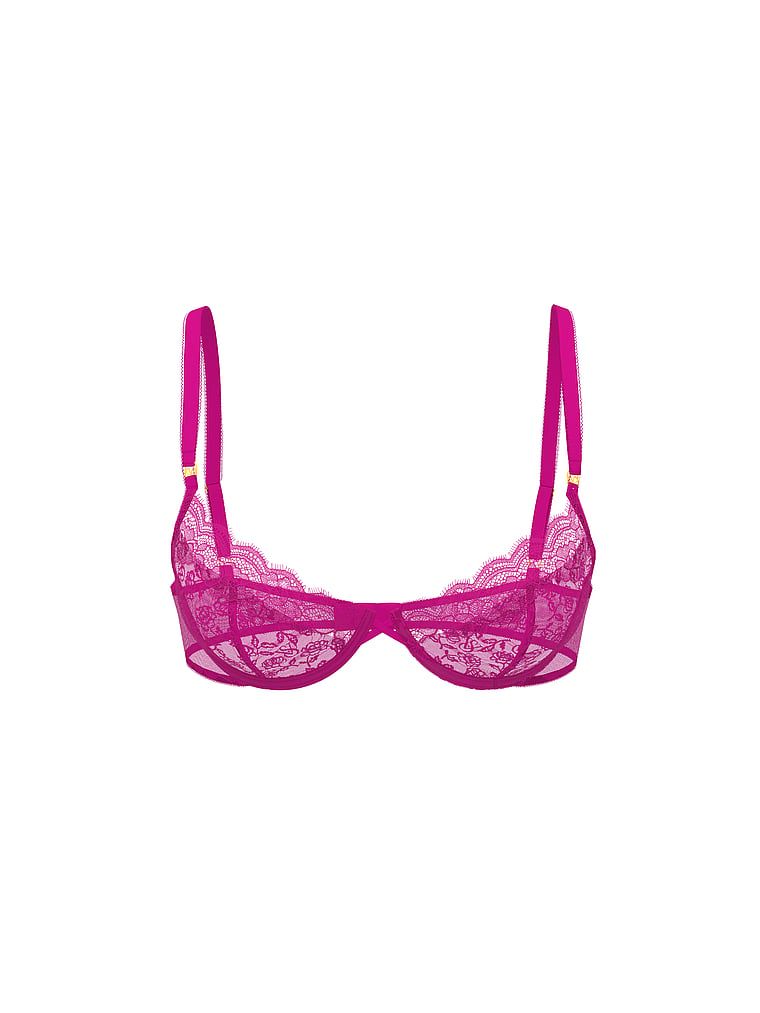 Sutien Tease Demi din dantelă, fără căptușeală. Produsul este de culoare mov și provine din colecția Victoria's Secret.