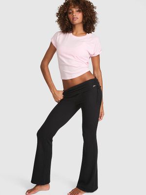 PINK Pantaloni evazați Wa?e Knit cu talie pliabilă