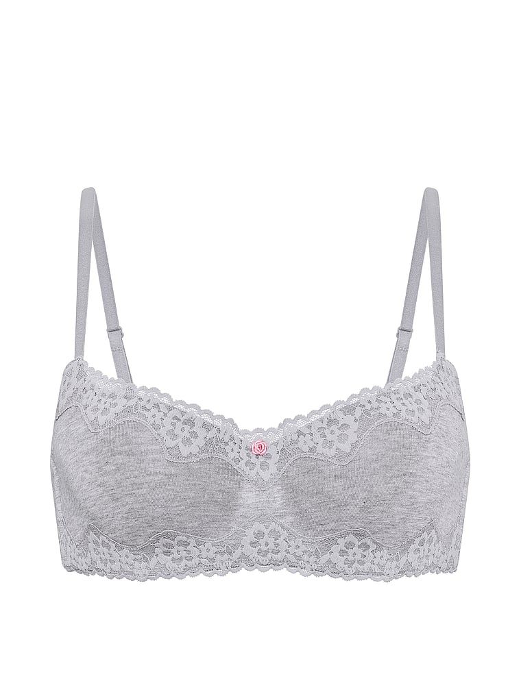 Sutien din bumbac ușor căptușit, Lace-Trim. Produsul este de culoare gri și provine din colecția de tricouri.