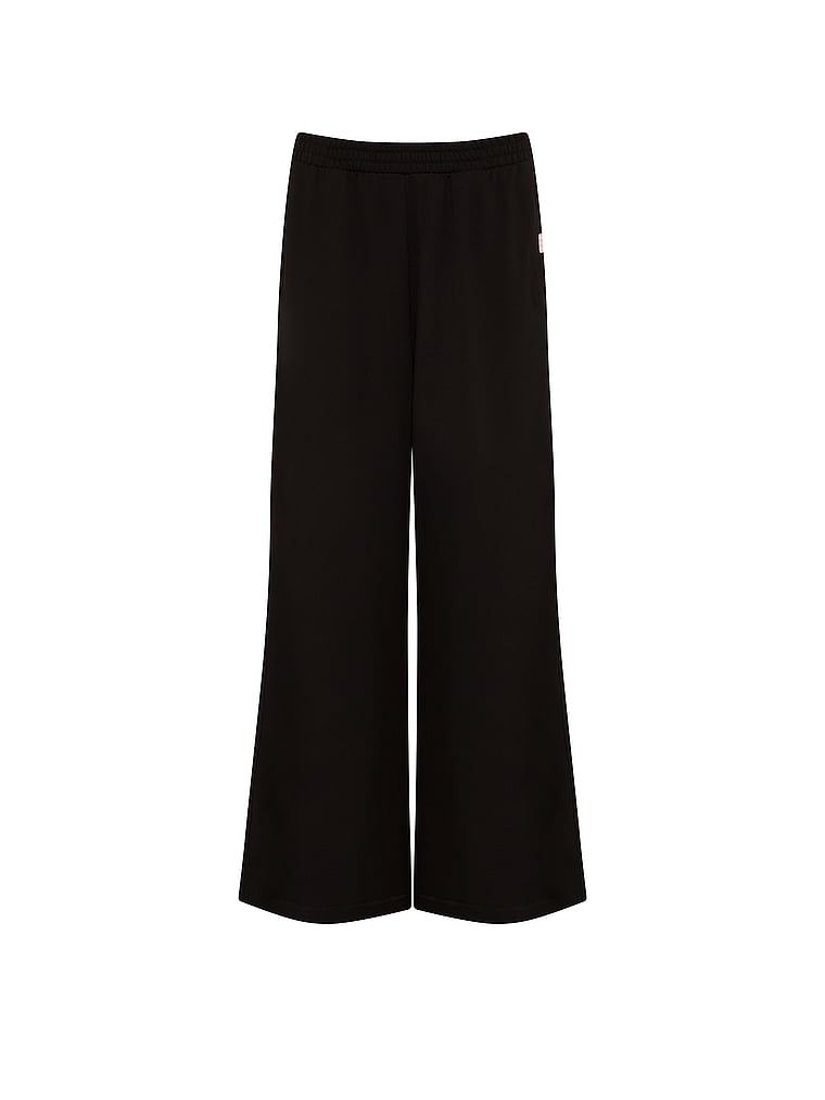 Pantaloni de bumbac cu picioare late Off-Duty. Produsul este negru și provine din colecția Angel Essentials.