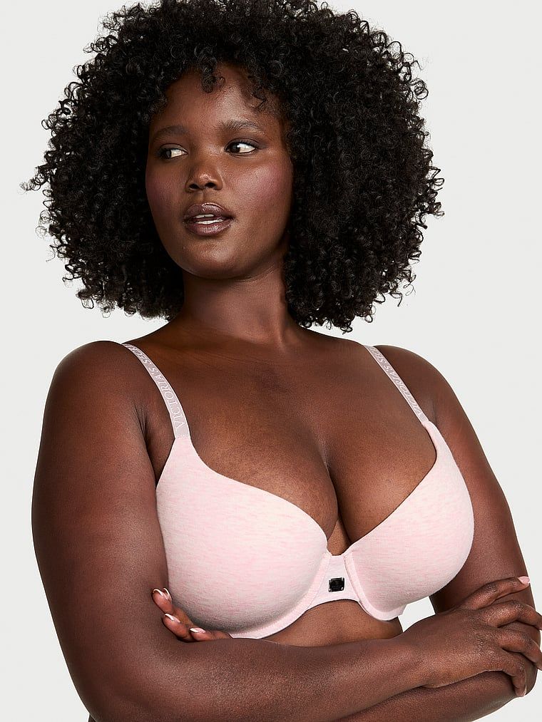 T-shirt Sutien cu Push-Up Perfect Shape cu logo metalic, din bumbac