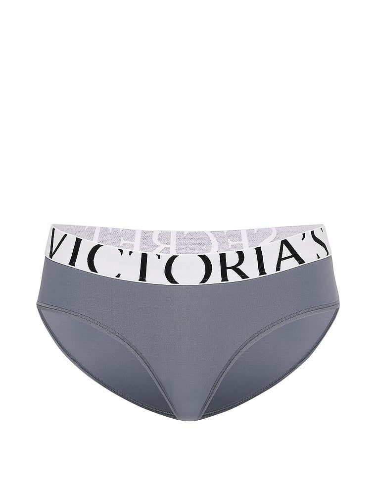 Chiloți cu logo-ul Cool Hiphugger. Produsul este de culoare gri și provine din colecția Victoria's Secret.