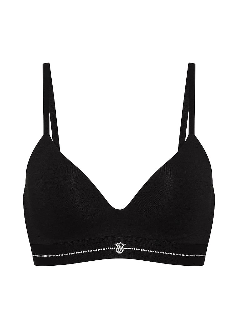 Signature Shine, sutien din bumbac ușor căptușit, fără sârmă. Produsul este negru și provine din colecția de tricouri.