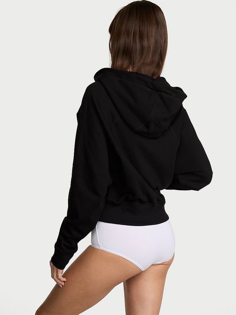 Hanorac de bumbac cu fermoar și hanorac Terry Hoodie. Produsul este negru și provine din colecția Angel Essentials.