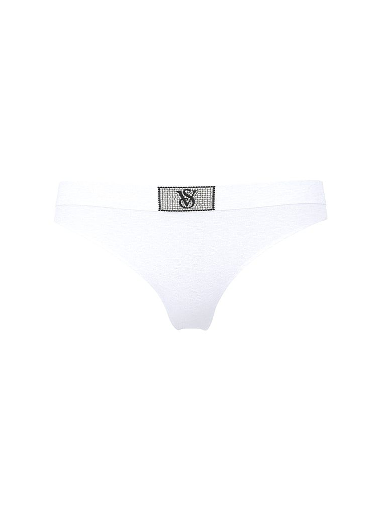 Tanga din bumbac cu logo Shine Patch strălucitor. Produsul este de culoare albă și provine din colecția Cottumbac.