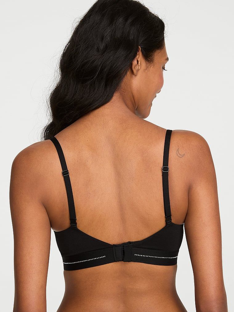Sutien balconette din bumbac ușor căptușit, Signature Shine. Produsul este negru și provine din colecția de tricouri.